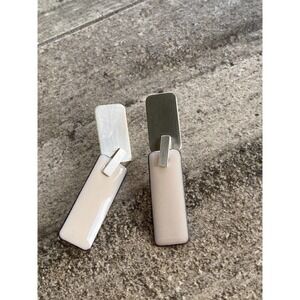 925 Sterling Silver Enamel Art Deco Vintage Earrings Artisan Geometrical 9.12g